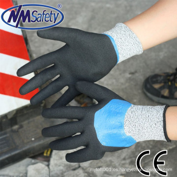 NMSAFETY aceite industrial guantes de protección nitrilo totalmente recubierto doble inmersión anti aceite guantes resistentes al corte sumergido guante